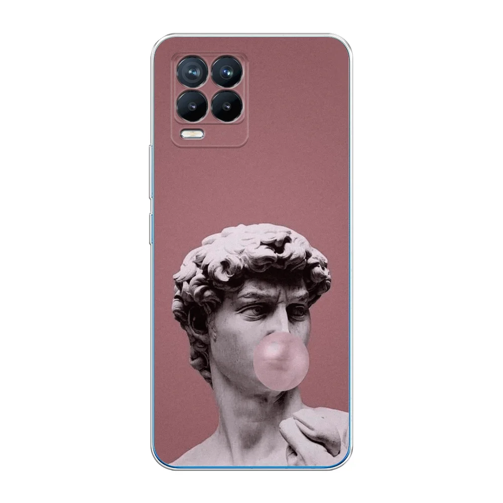 Коралловый силиконовый чехол на Oppo Realme 8/8 Pro / Оппо Реалми 8/8 Про прозрачный, с рисунком