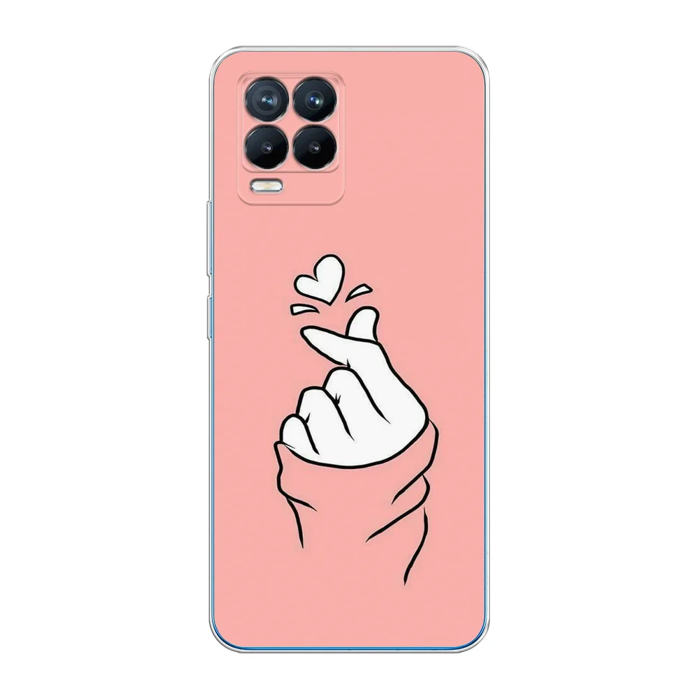 Пастельно-коралловый силиконовый чехол на Oppo Realme 8/8 Pro / Оппо Реалми 8/8 Про прозрачный, с рисунком