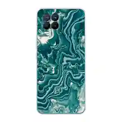 Тёмно-бирюзовый силиконовый чехол на Oppo Realme 8/8 Pro / Оппо Реалми 8/8 Про прозрачный, с рисунком