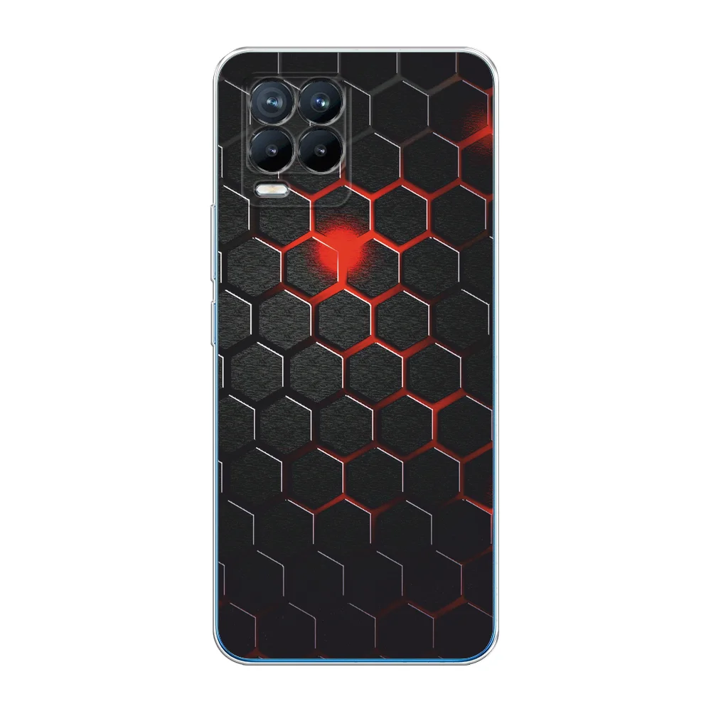 Тёмно-бордовый силиконовый чехол на Oppo Realme 8/8 Pro / Оппо Реалми 8/8 Про прозрачный, с рисунком