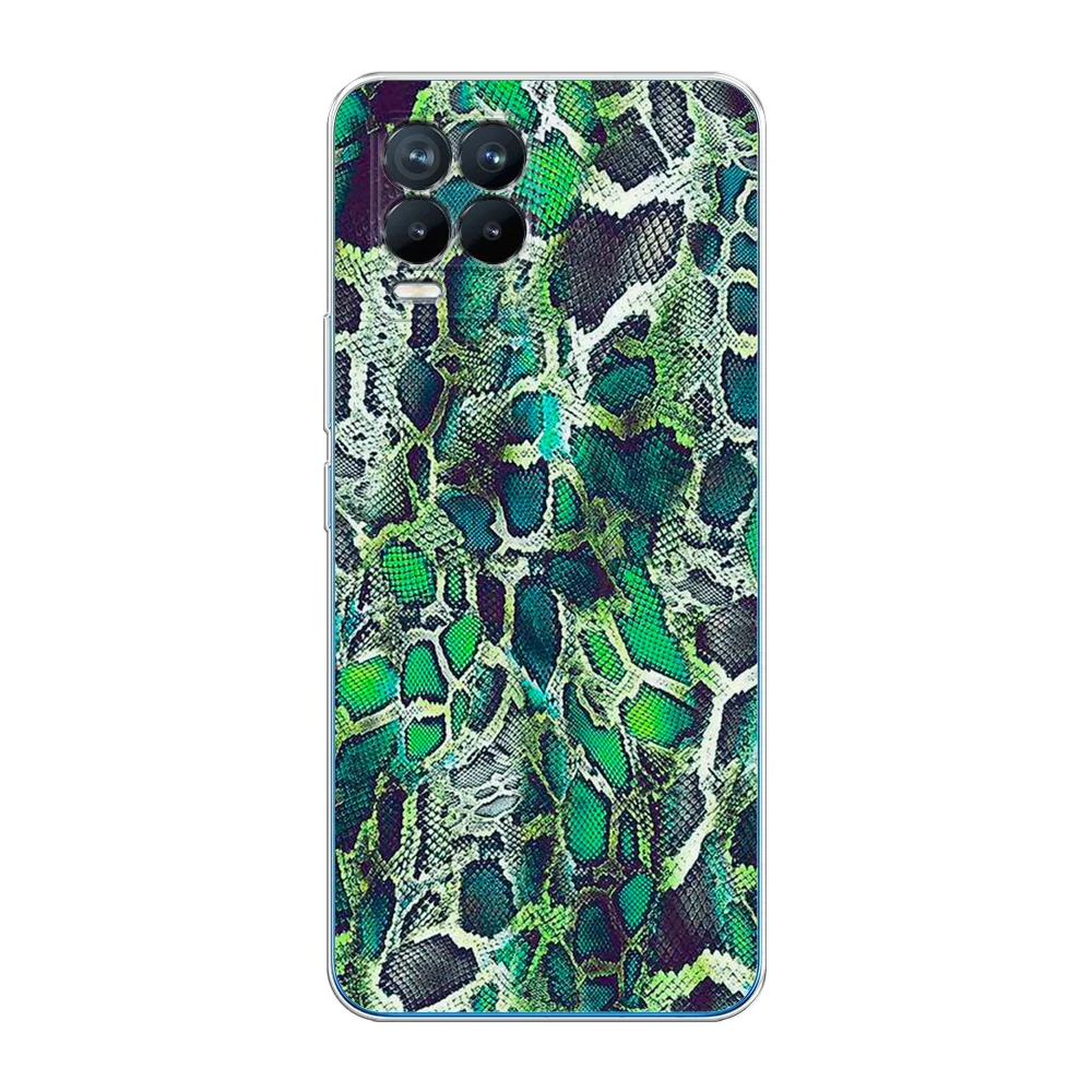 Тёмно-зелёный силиконовый чехол на Oppo Realme 8/8 Pro / Оппо Реалми 8/8 Про прозрачный, с рисунком