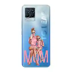 Тёмно-розовый силиконовый чехол на Oppo Realme 8/8 Pro / Оппо Реалми 8/8 Про прозрачный, с рисунком