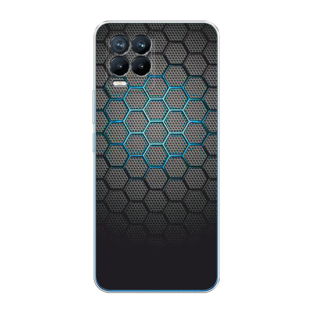 Темно-синий силиконовый чехол на Oppo Realme 8/8 Pro / Оппо Реалми 8/8 Про прозрачный, с рисунком