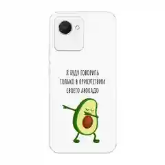 Белый силиконовый чехол на Realme C30 / Реалми С30 прозрачный, с рисунком, защита камеры