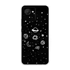 Зеленый силиконовый чехол на Realme C30 / Реалми С30 прозрачный, с рисунком, защита камеры
