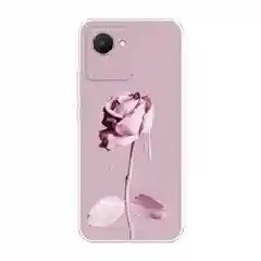 Коралловый меланж силиконовый чехол на Realme C30 / Реалми С30 прозрачный, с рисунком, защита камеры
