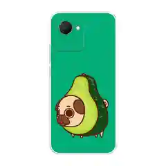 Мятный силиконовый чехол на Realme C30 / Реалми С30 прозрачный, с рисунком, защита камеры