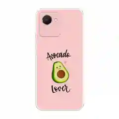 Розовый силиконовый чехол на Realme C30 / Реалми С30 прозрачный, с рисунком, защита камеры