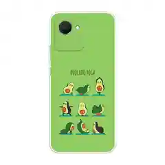 Салатовый силиконовый чехол на Realme C30 / Реалми С30 прозрачный, с рисунком, защита камеры