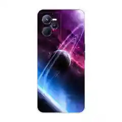 Аметистовый силиконовый чехол на Realme C35 / Реалми С35 прозрачный, с рисунком, защита камеры