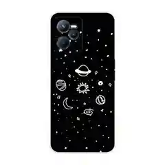 Зеленый силиконовый чехол на Realme C35 / Реалми С35 прозрачный, с рисунком, защита камеры