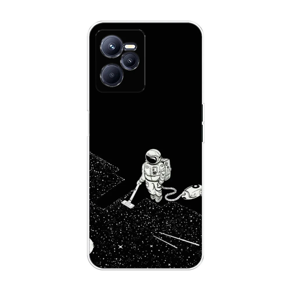 Карамельный силиконовый чехол на Realme C35 / Реалми С35 прозрачный, с рисунком, защита камеры