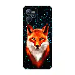 Рыжий силиконовый чехол на Realme C35 / Реалми С35 прозрачный, с рисунком, защита камеры