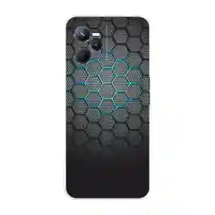 Темно-синий силиконовый чехол на Realme C35 / Реалми С35 прозрачный, с рисунком, защита камеры