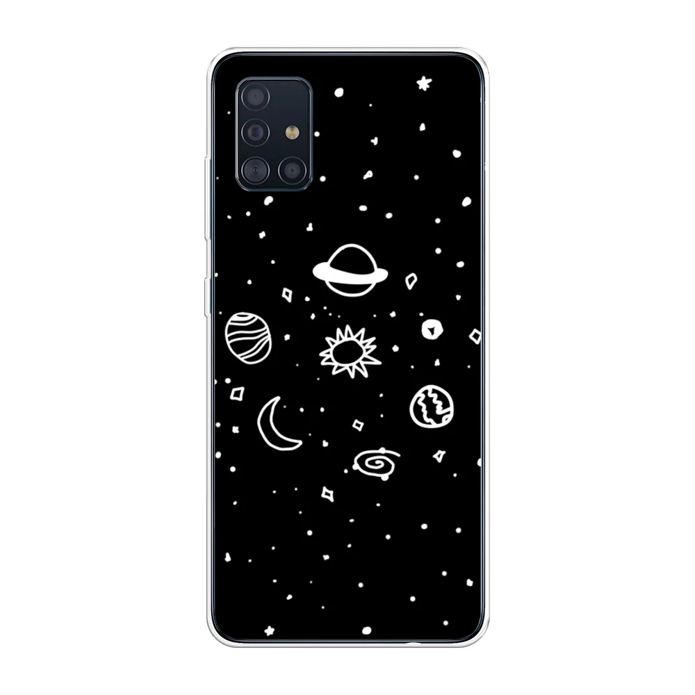 Зеленый силиконовый чехол на Samsung Galaxy A51 / Самсунг А51 прозрачный с рисунком, защита камеры