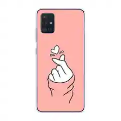 Пастельно-коралловый силиконовый чехол на Samsung Galaxy A51 / Самсунг А51 прозрачный с рисунком, защита камеры