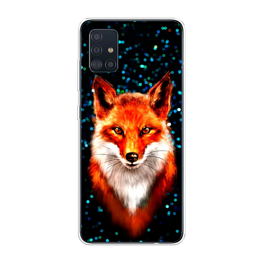 Рыжий силиконовый чехол на Samsung Galaxy A51 / Самсунг А51 прозрачный с рисунком, защита камеры