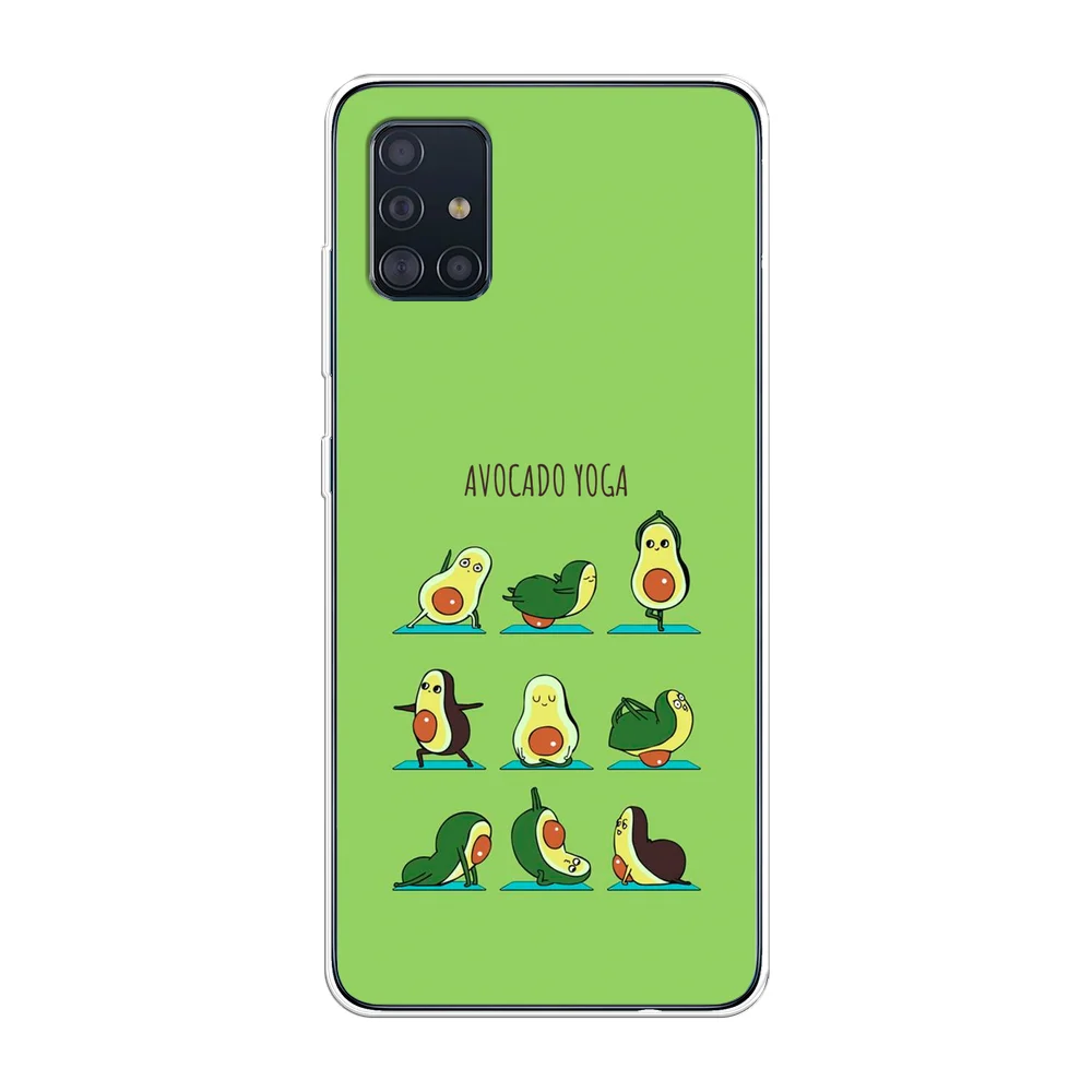 Салатовый силиконовый чехол на Samsung Galaxy A51 / Самсунг А51 прозрачный с рисунком, защита камеры