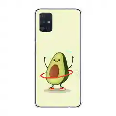 Светло-жёлтый силиконовый чехол на Samsung Galaxy A51 / Самсунг А51 прозрачный с рисунком, защита камеры