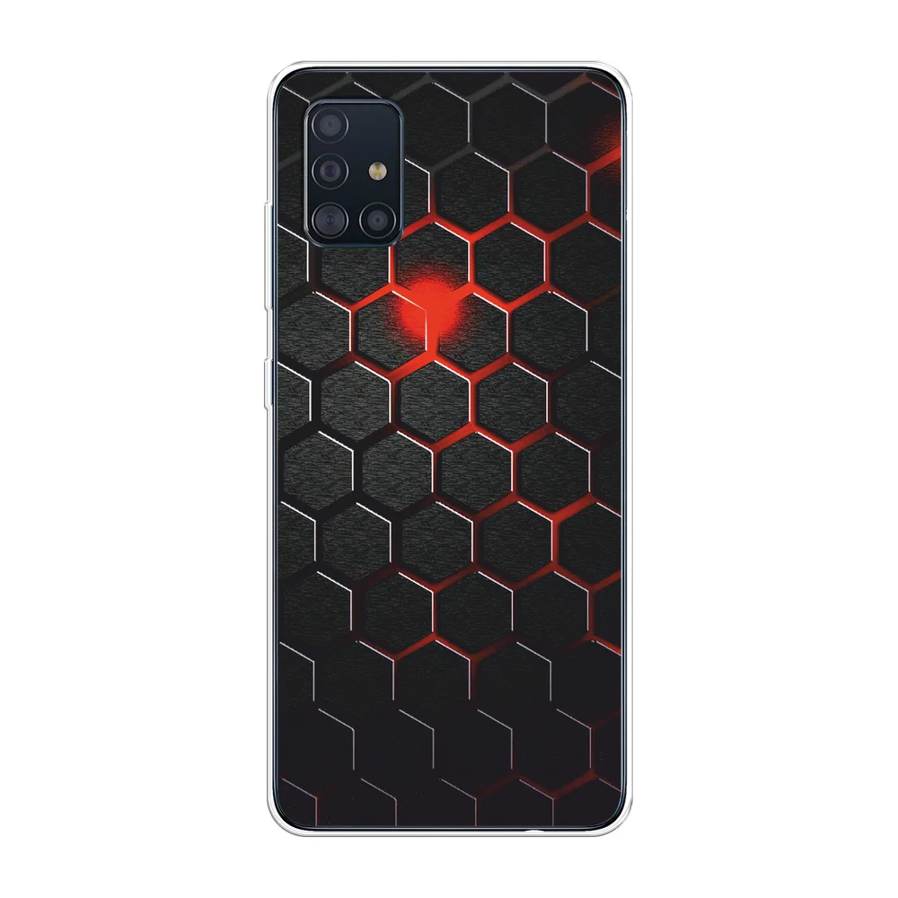 Тёмно-бордовый силиконовый чехол на Samsung Galaxy A51 / Самсунг А51 прозрачный с рисунком, защита камеры