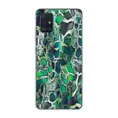Тёмно-зелёный силиконовый чехол на Samsung Galaxy A51 / Самсунг А51 прозрачный с рисунком, защита камеры
