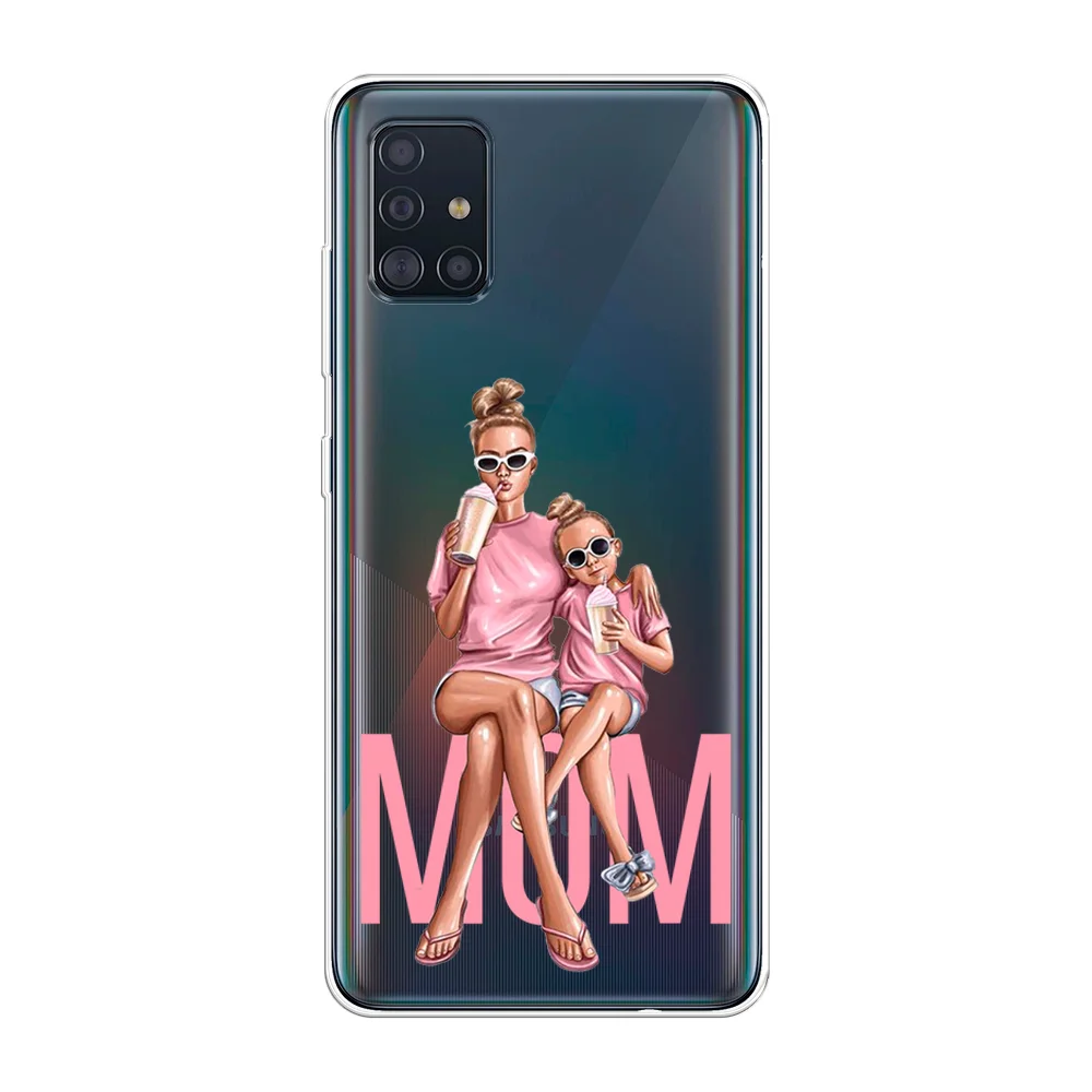 Тёмно-розовый силиконовый чехол на Samsung Galaxy A51 / Самсунг А51 прозрачный с рисунком, защита камеры
