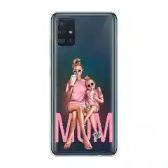 Тёмно-розовый силиконовый чехол на Samsung Galaxy A51 / Самсунг А51 прозрачный с рисунком, защита камеры
