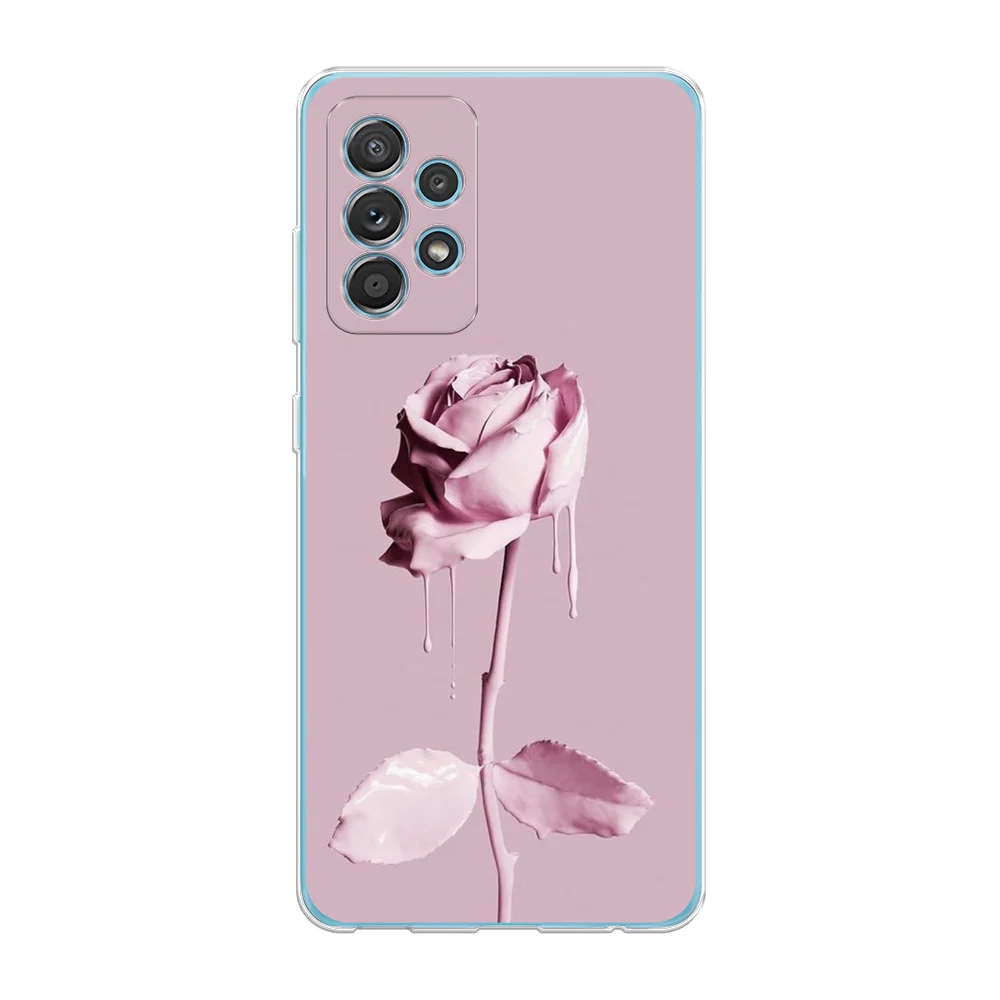 Коралловый меланж силиконовый чехол на Samsung Galaxy A52/A52s / Самсунг А52/A52s прозрачный, с рисунком
