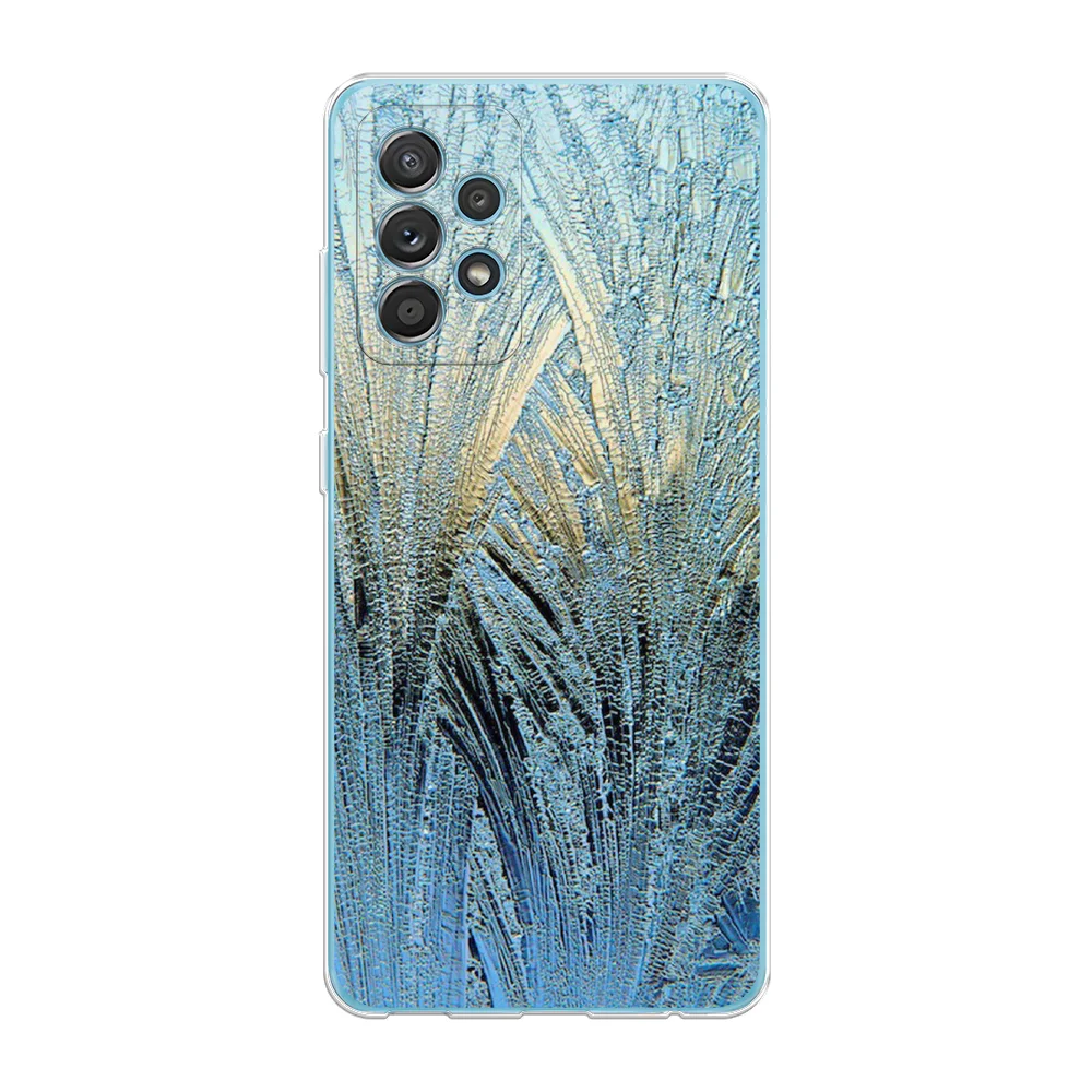 Небесно-голубой силиконовый чехол на Samsung Galaxy A52/A52s / Самсунг А52/A52s прозрачный, с рисунком