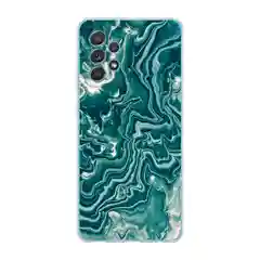 Тёмно-бирюзовый силиконовый чехол на Samsung Galaxy A52/A52s / Самсунг А52/A52s прозрачный, с рисунком