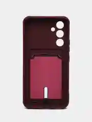 Бордовый чехол для Samsung Galaxy A54 5G, Самсунг Галакси А54 5Г, силиконовый, с карманом для карты