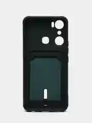 Тёмно-зелёный чехол для Infinix Hot 20i / Инфиникс Хот 20Ай, силиконовый, с карманом для карты