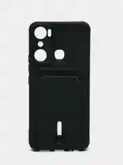 Тёмно-зелёный чехол для Infinix Hot 20i / Инфиникс Хот 20Ай, силиконовый, с карманом для карты