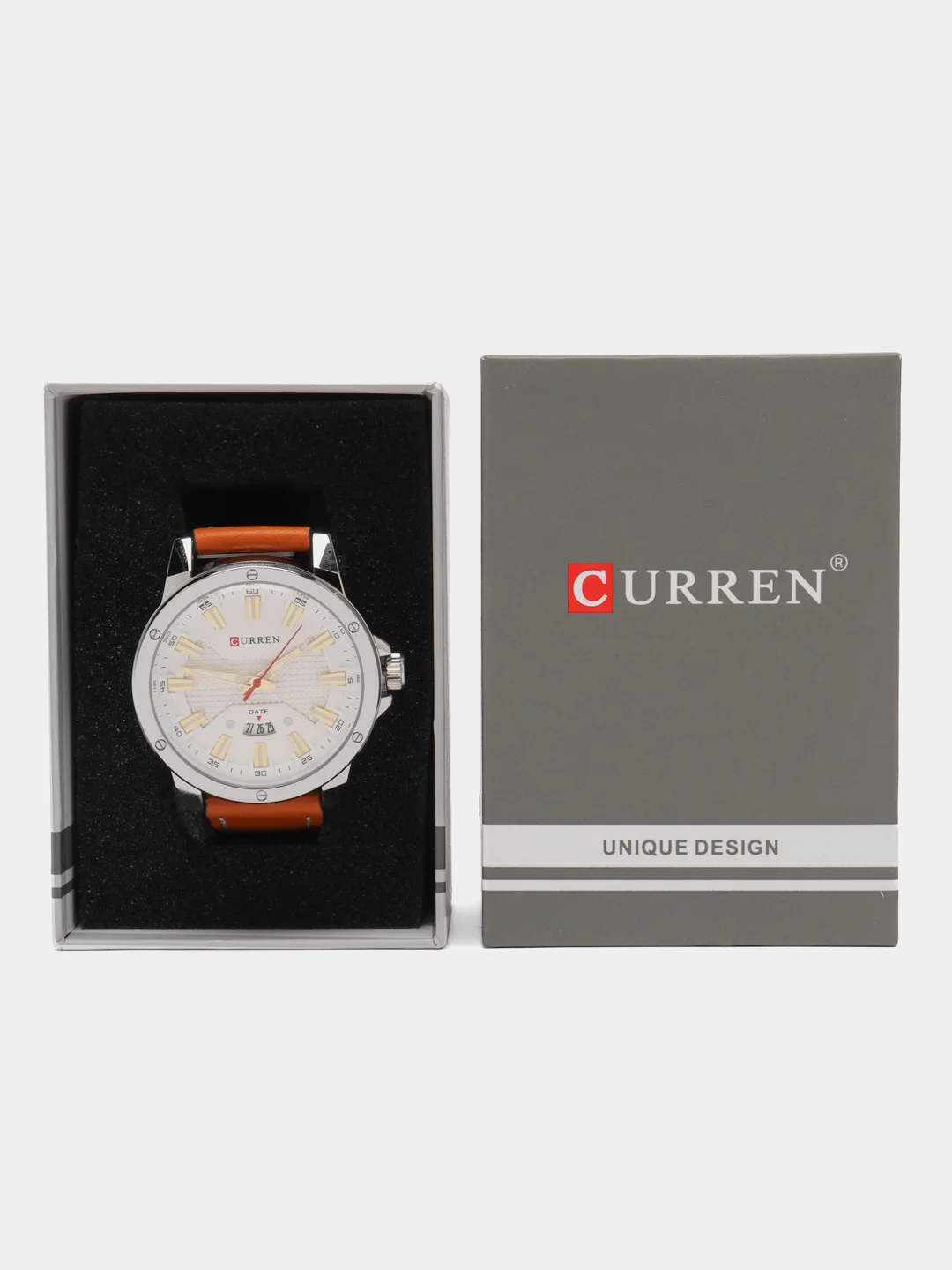 Коричневый мужские наручные часы Curren 8376 с хронографом в подарочной упаковке