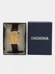 Желтый женские наручные часы Dedima D-160, с календарём, в подарочной упаковке