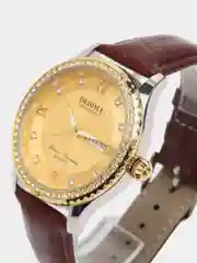 Желтый женские наручные часы Dedima D-160, с календарём, в подарочной упаковке
