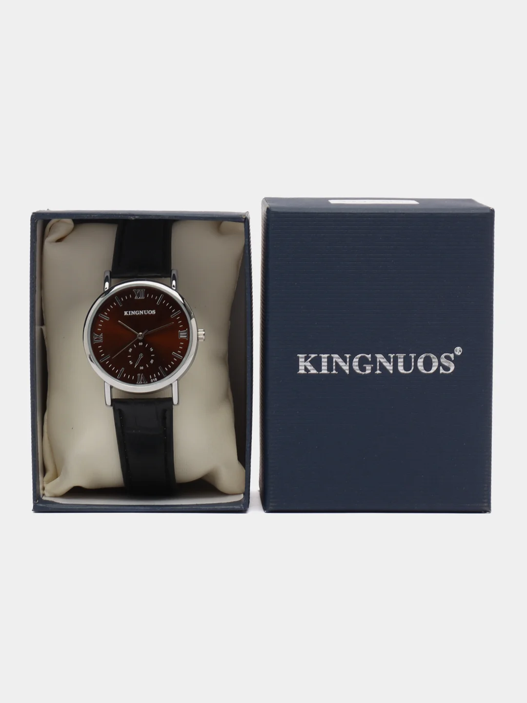 Серебряный мужские наручные часы KINGNUOS K-018 в подарочной упаковке