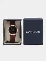 Коричневый мужские наручные часы KINGNUOS K-019, в подарочной упаковке