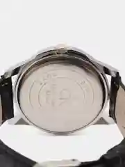 Серебряный мужские наручные часы на кожаном ремешке