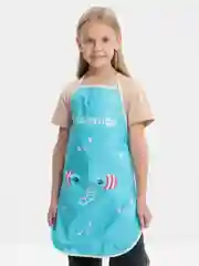 Синий фартук кухонный, кармашком