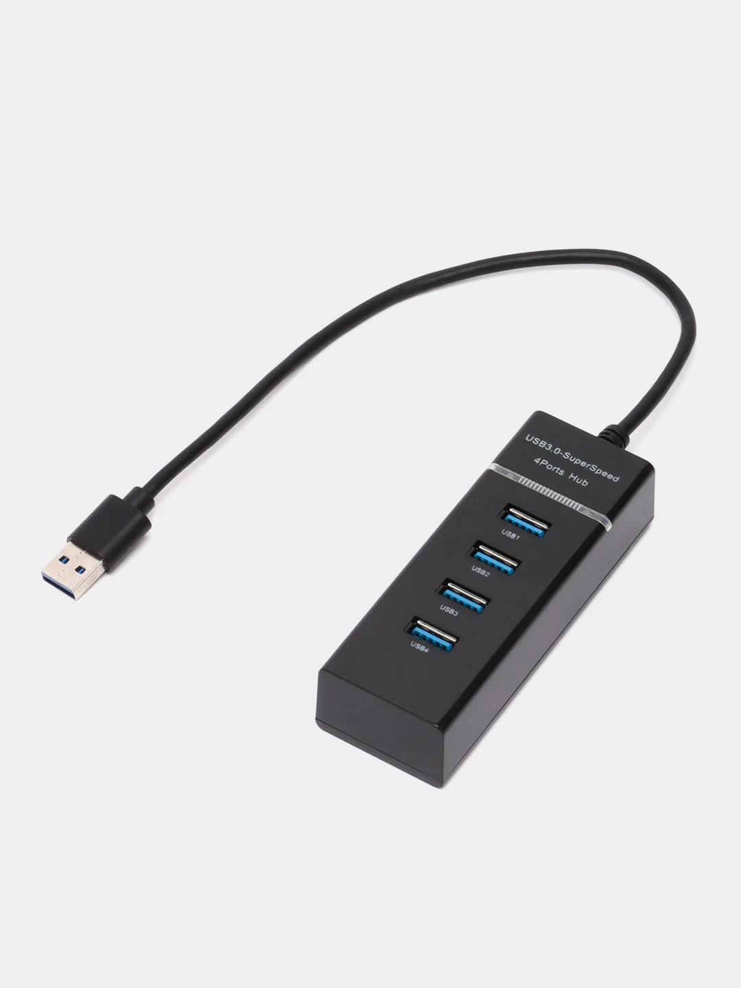 Черный usb хаб на 4 порта USB 3.0 для ноутбука