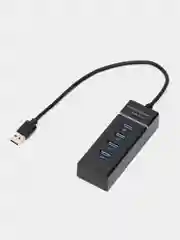 Черный usb хаб на 4 порта USB 3.0 для ноутбука