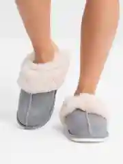 Серый тапочки домашние меховые, теплые, мягкие, комнатные, женские, мужские, подарок на 8 марта