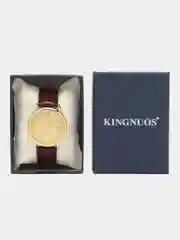 Желтый наручные часы мужские KINGNUOS K-1856 с календарем, в подарочной упаковке