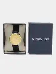 Золотой наручные часы мужские KINGNUOS K-1856 с календарем, в подарочной упаковке