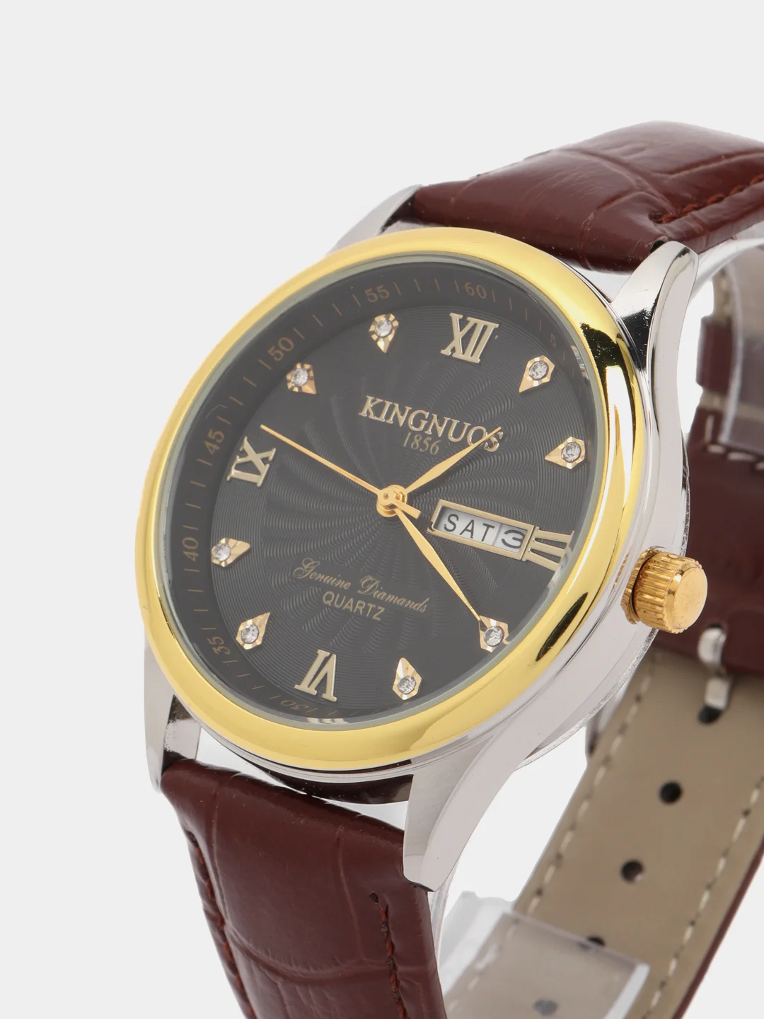 Хром наручные часы мужские KINGNUOS K-1856 с календарем, в подарочной упаковке
