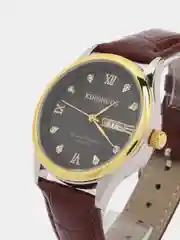 Хром наручные часы мужские KINGNUOS K-1856 с календарем, в подарочной упаковке