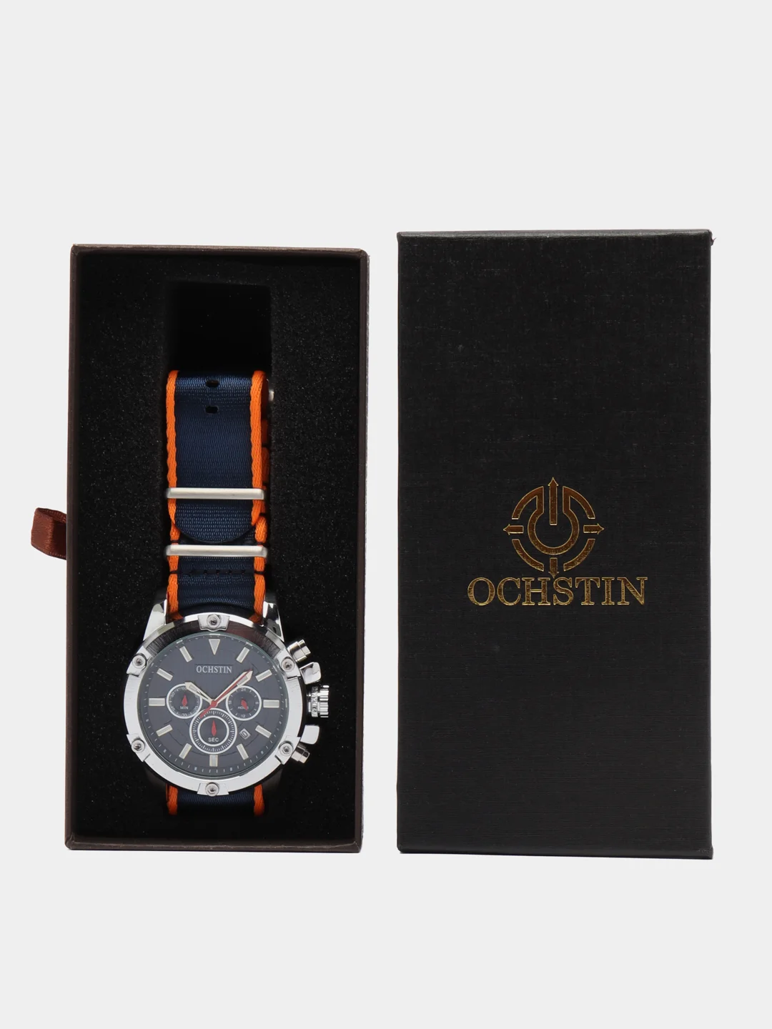 Синий мужские наручные часы Ochstin 7075C с хронографом в подарочной упаковке