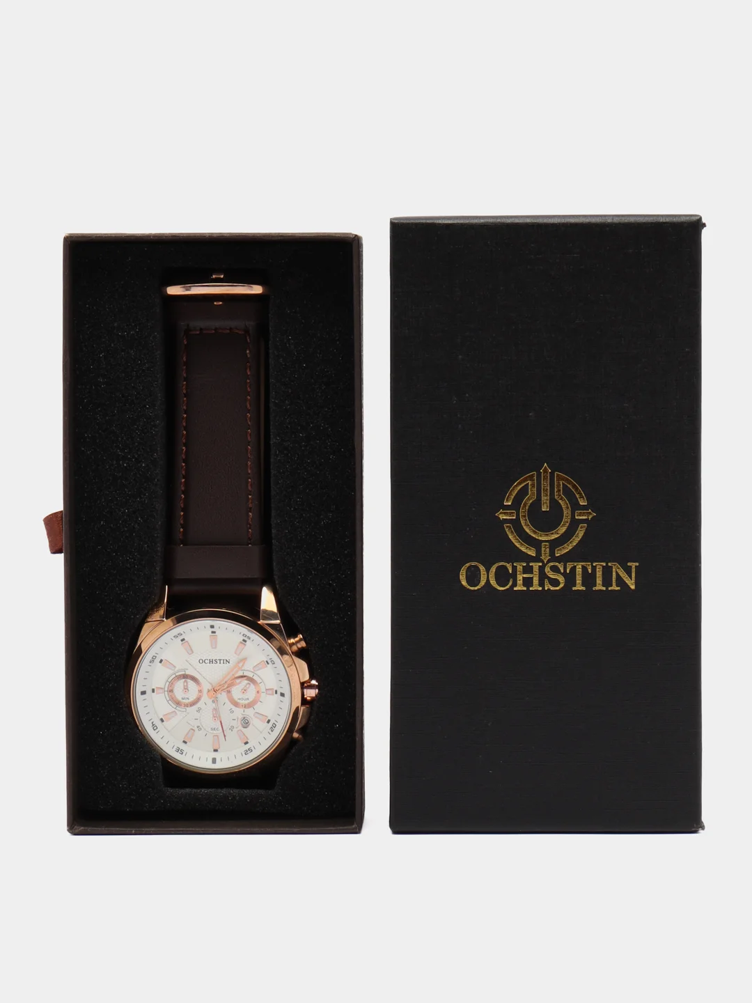 Коричневый мужские наручные часы Ochstin 6065A с хронографом в подарочной упаковке