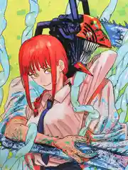 Белый плакат по аниме "Человек-бензопила" (Chainsaw man)